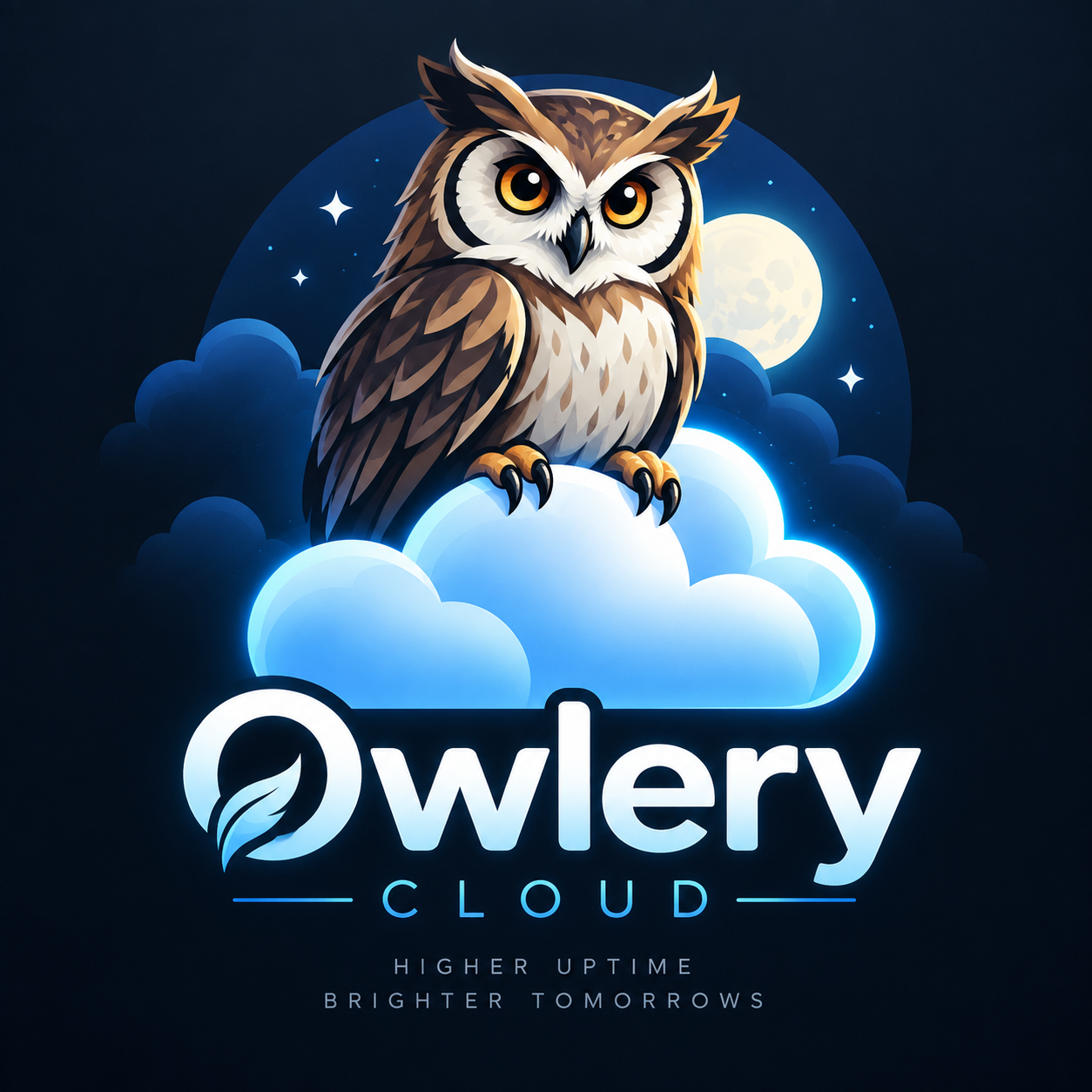 The Owlery Cloud owl perched on a glowing cloud under a moonlit sky